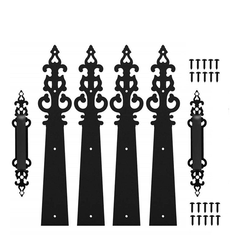 CCJH Metal Garage Door Decorative Hardware Hinges Carriage House Accents Screw Mounted 6 PCS Black (Braided Style) - Image 1